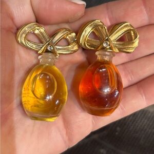 Vintage Avon Bow Mini Perfume Bottles Set of 2 Collectible Miniatures